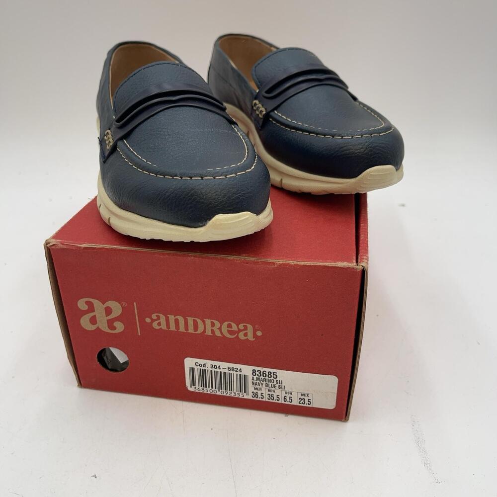 Andrea Shoes Womens Navy Blue Casual Loafer Flats Slip On Comfort Size 6.5 83685